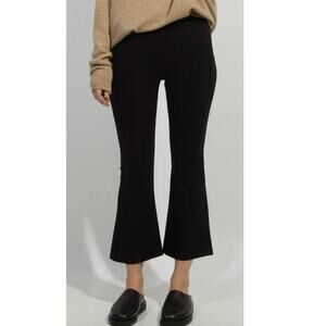 DUSAN Viscose Blend Cropped Flared Pants in Black Size Small